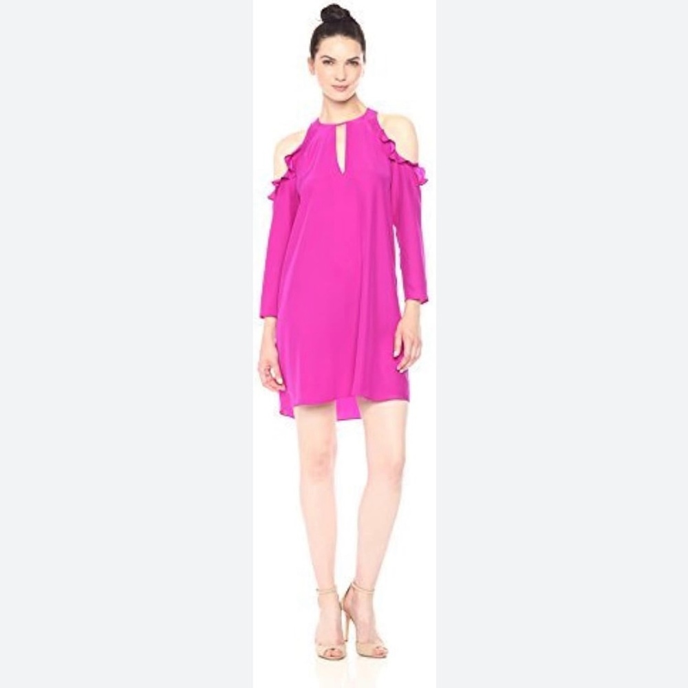 Amanda Upchurch Cassius Pink Dress Cold Shoulder L Silk